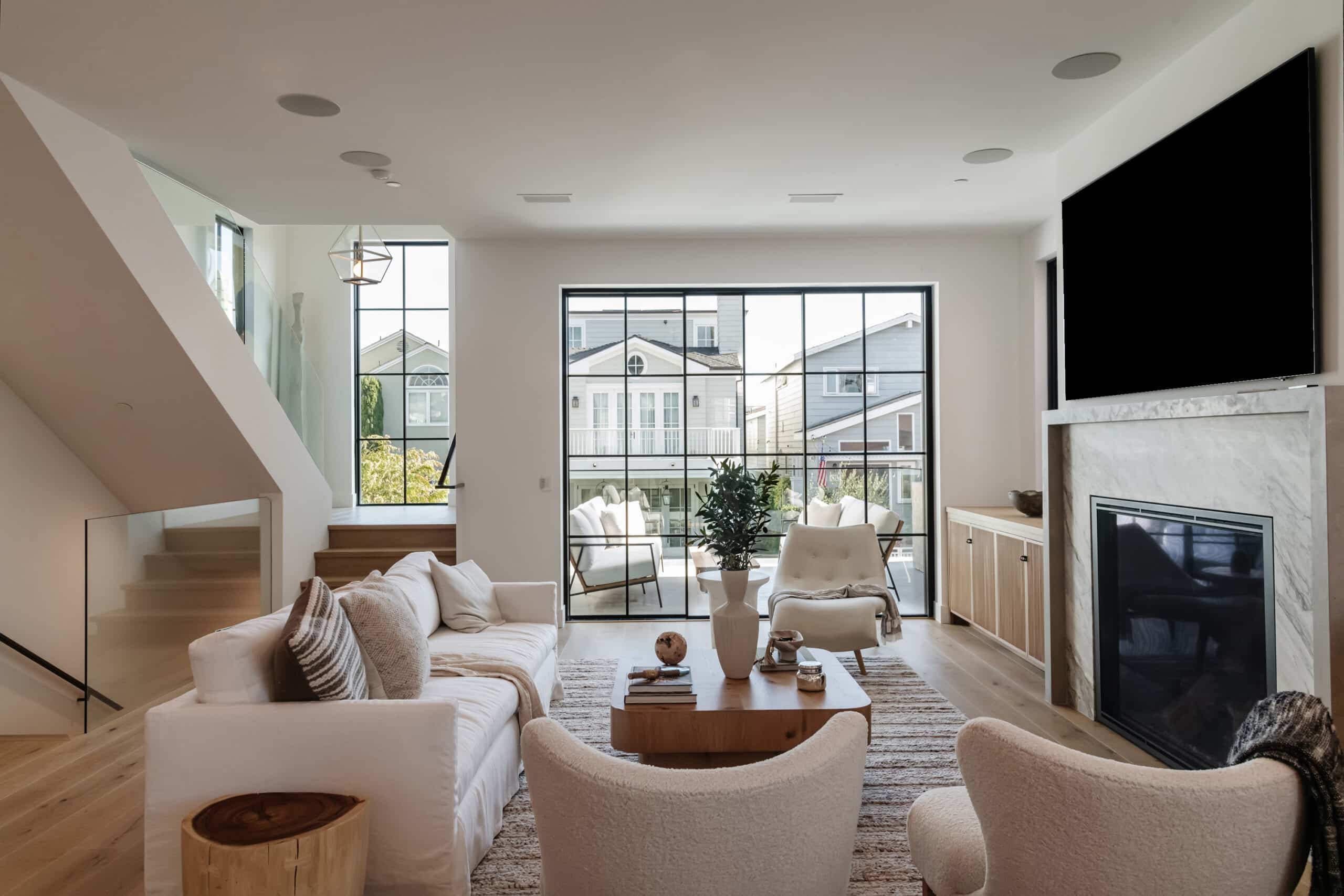 living area in Beach Cities custom home